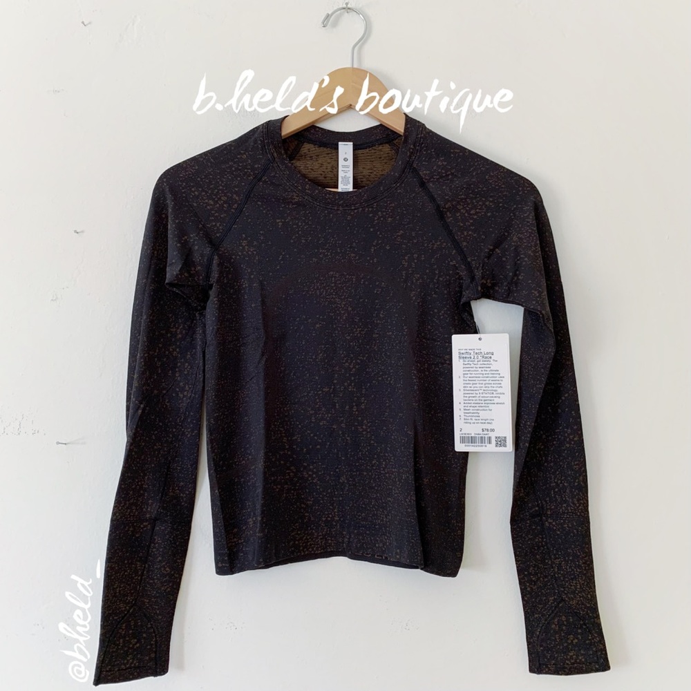 lululemon Swiftly Tech Long Sleeve Shirt 2.0 *Race Length Black Artifact Sz2 NWT - Picture 1 of 12